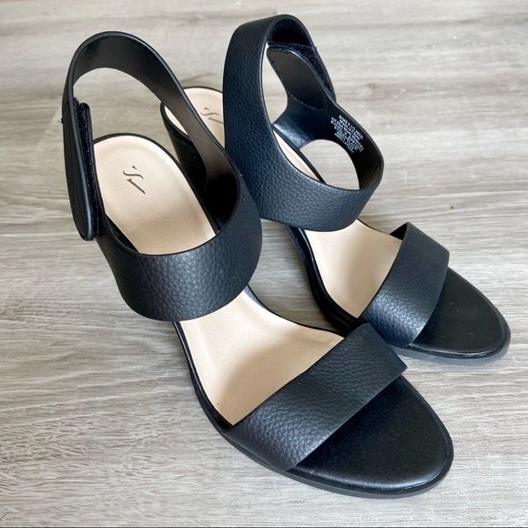 Simply Vera Wang Open Toe Heels Joan Size 9.5 Classic Black Block Heel Sandal - Picture 2 of 9